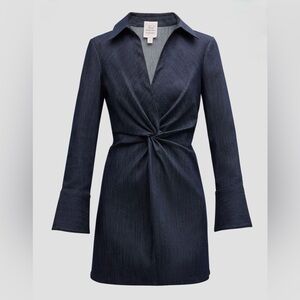 Cinq a Sept McKenna Twisted Denim Long-Sleeve Twist Front Mini Dress